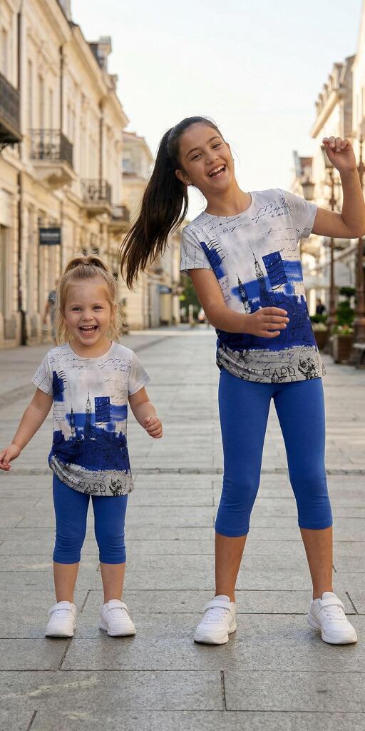 Комбинация 2 части с туника 3 в 1 (диг. печат ) в синьо