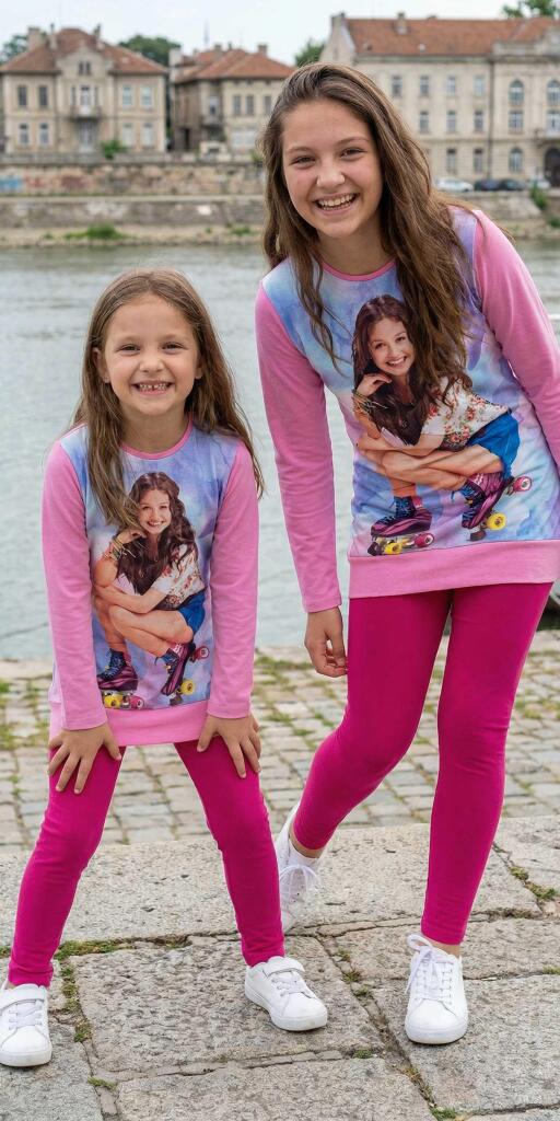 Комплект тънък 2 части (диг.печат) момиче с кънки 2