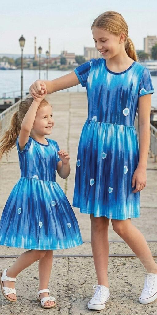 Рокля на синьо - лилави нюанси