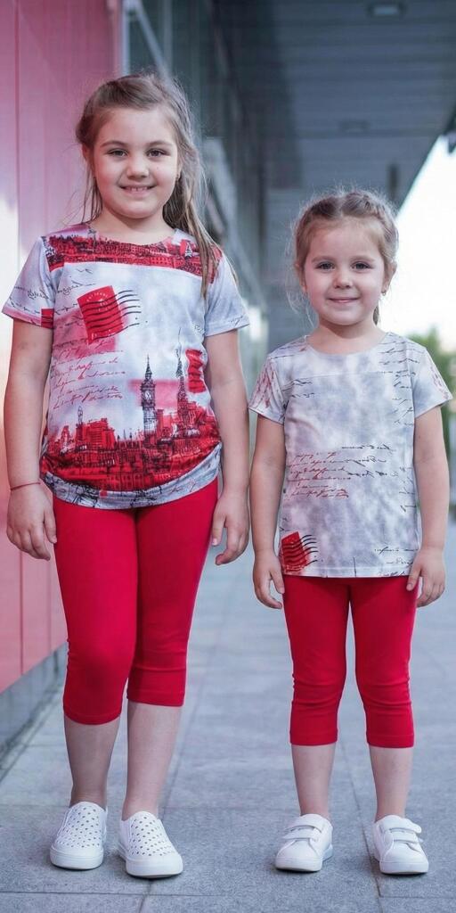 Комбинация 2 части с туника 3 в 1 (диг. печат ) червено