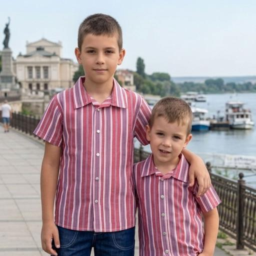 Риза спортно-елегантна райе в червено