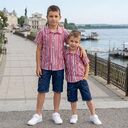 Комбинация 2 части (р/б) райе в червено