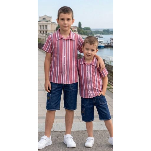 Комбинация 2 части (р/б) райе в червено