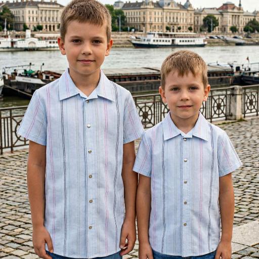 Риза спортно-елегантна райе в светлосиньо