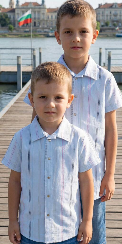 Риза спортно-елегантна райе в светлосиньо