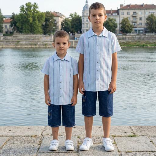 Комбинация 2 части (р/б) райе в светлосиньо