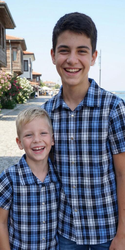 Риза спортно-елегантна каре в синьо