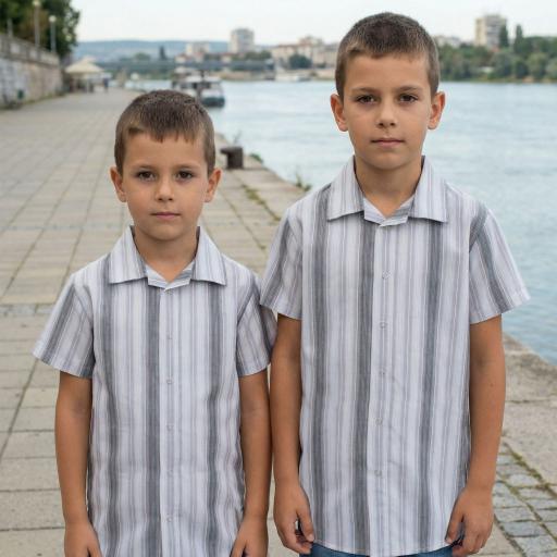 Риза спортно-елегантна райе в сиво