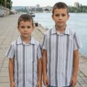Риза спортно-елегантна райе в сиво