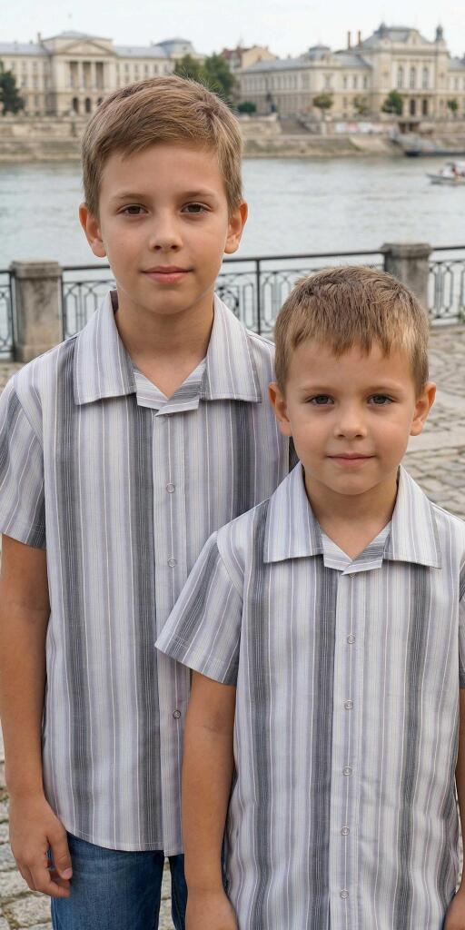 Риза спортно-елегантна райе в сиво