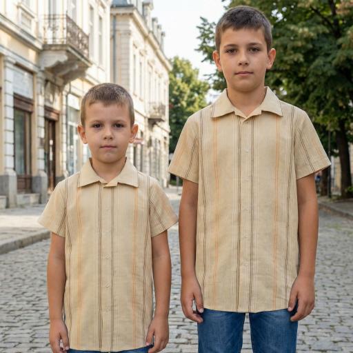 Риза спортно-елегантна райе в бежово