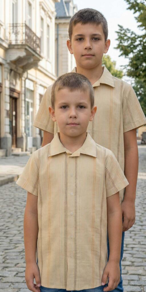 Риза спортно-елегантна райе в бежово