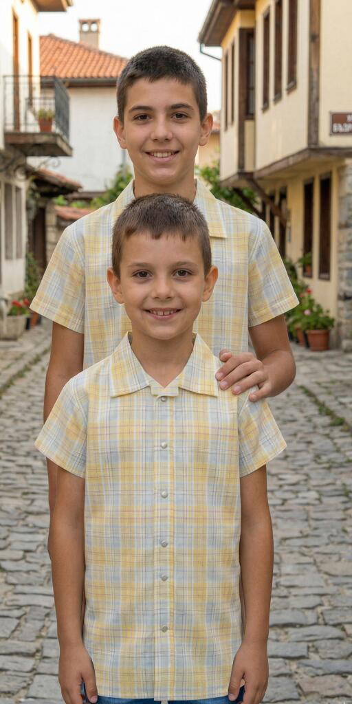 Риза спортно-елегантна каре в жълто