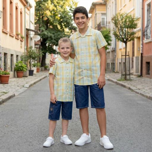 Комбинация 2 части (р/б) каре в жълто