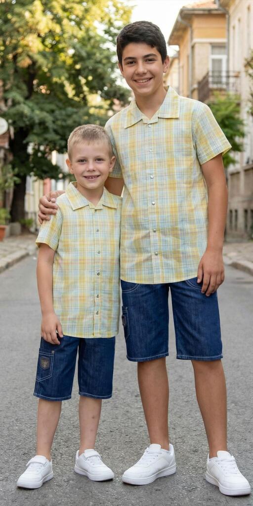 Комбинация 2 части (р/б) каре в жълто