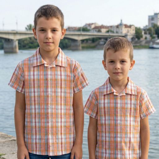 Риза спортно-елегантна каре в оранжево
