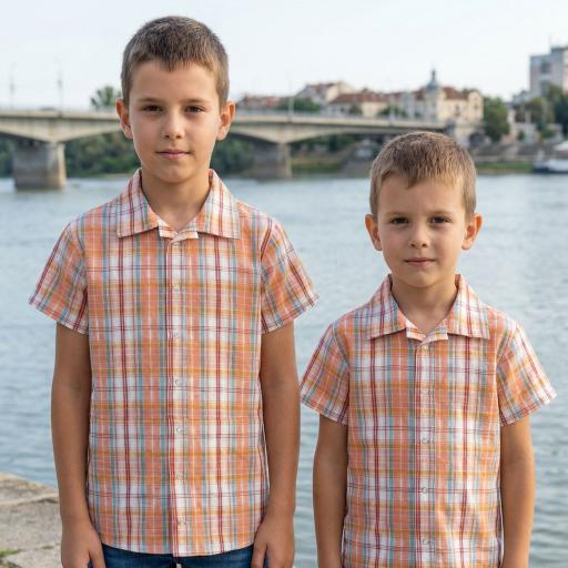 Риза спортно-елегантна каре в оранжево