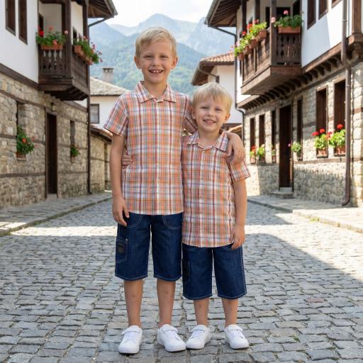 Комбинация 2 части (р/б) каре в оранжево