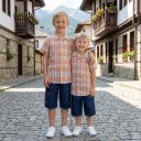 Комбинация 2 части (р/б) каре в оранжево
