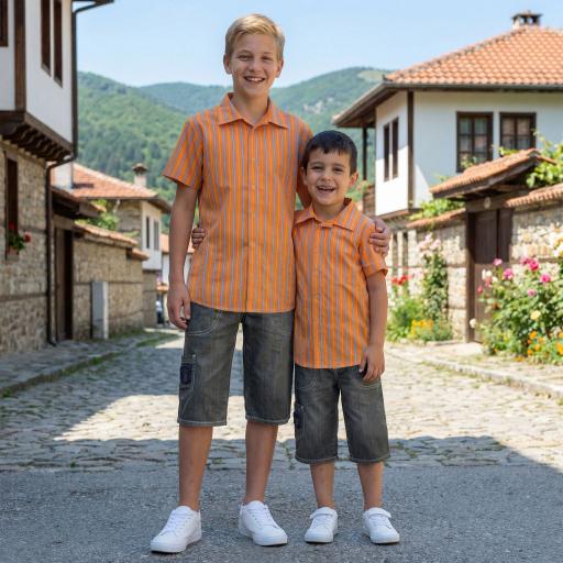 Комбинация 2 части (р/б) райе в оранжево