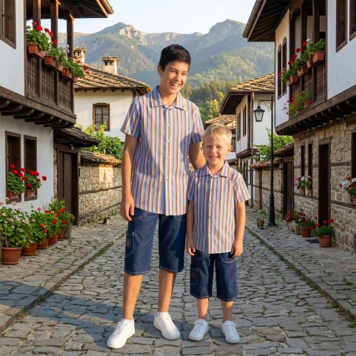 Комплект с риза райе , елегантност и комфорт в едно .