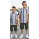 Комплект за момче с риза на райе и дънкови шорти