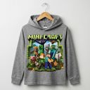 Детска блуза с качулка и цветен DTF печат с герои от Minecraft