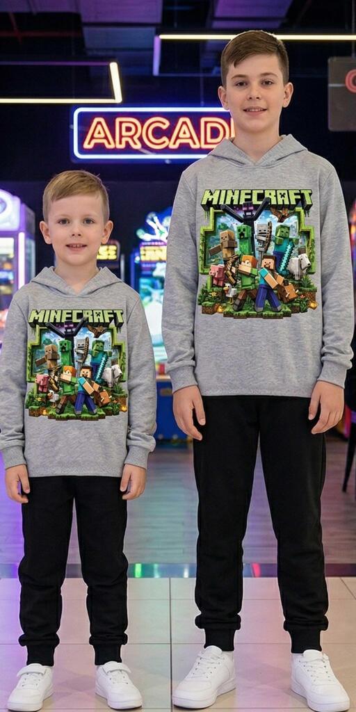 Комплект тънък 2 части (бл.к./д.) Майнкрафт в сиво