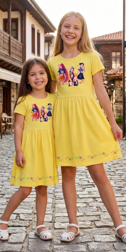 Рокля с Кей Поп в жълто