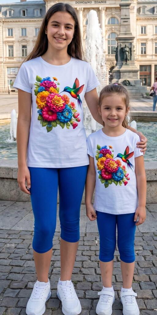 Комплект тениска и клин Колибри в бяло