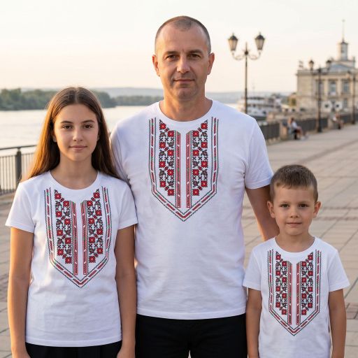 Тениска с фолклорни български мотиви в бяло