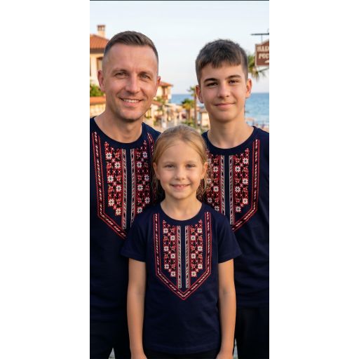 Тениска с фолклорни български мотиви в черно