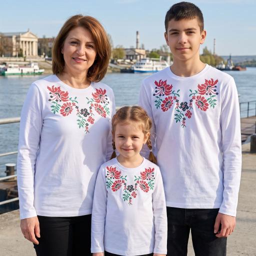Блуза тънка с фолклорни български мотиви в бяло 10