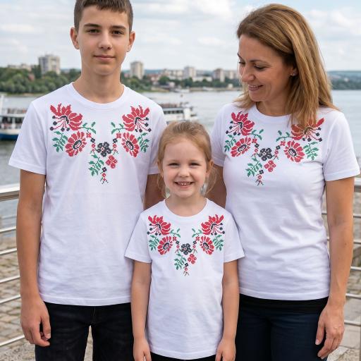 Тениска с фолклорни български мотиви в бяло 10