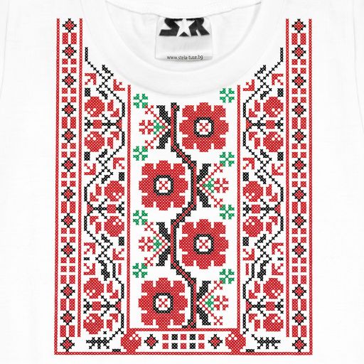 Тениска с фолклорни български мотиви в бяло 8