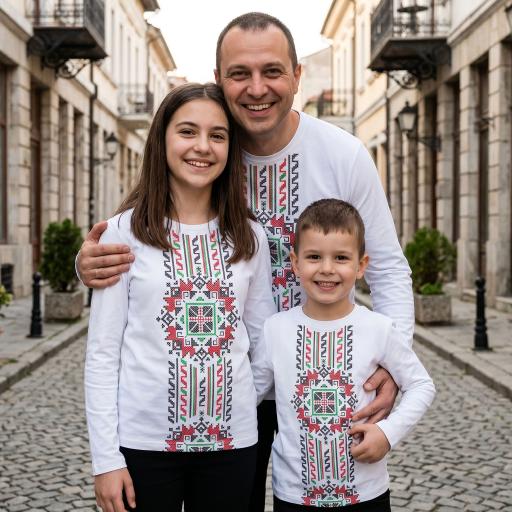 Блуза тънка с фолклорни български мотиви в бяло 1
