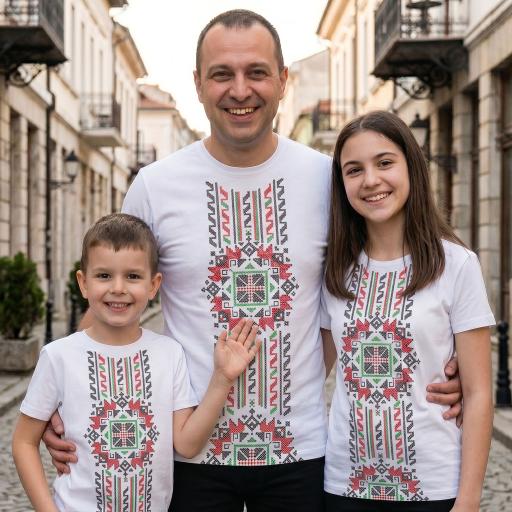 Тениска с фолклорни български мотиви в бяло 1