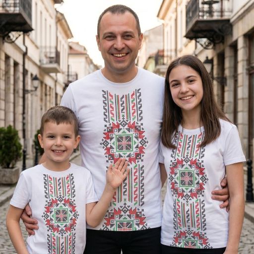 Тениска с фолклорни български мотиви в бяло 1