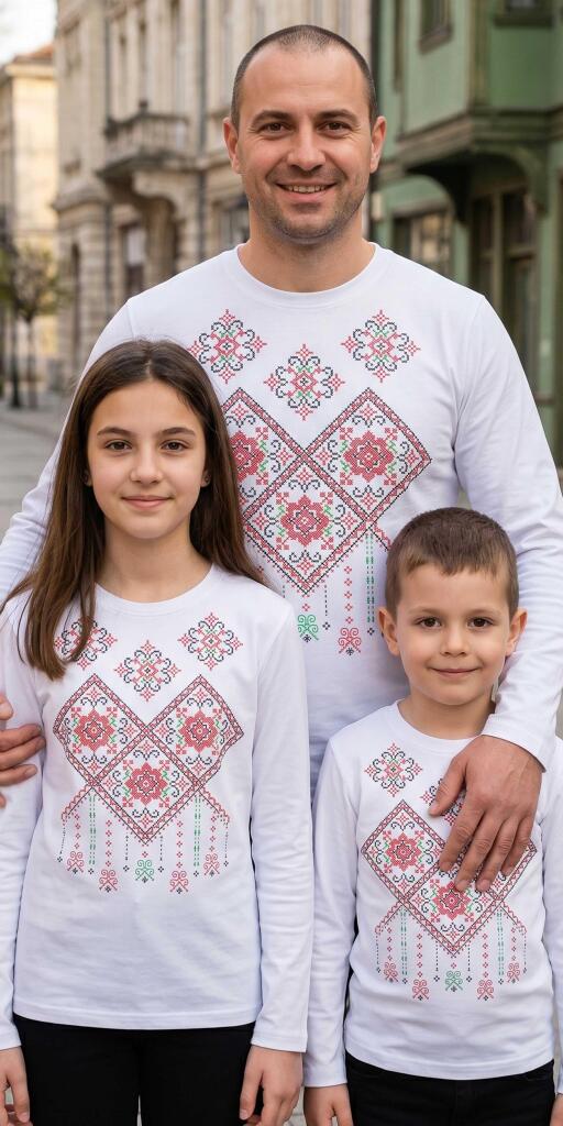 Блуза тънка с фолклорни български мотиви в бяло 6