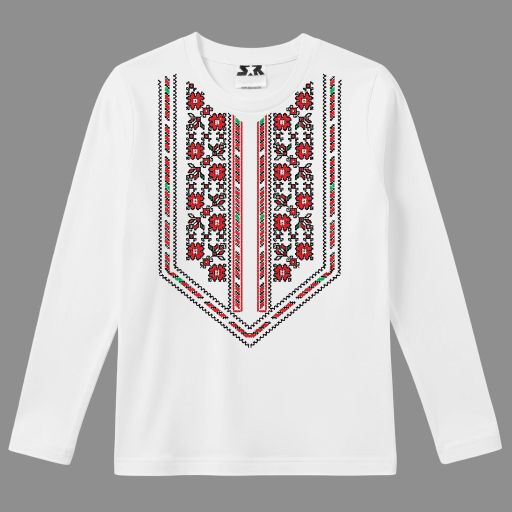 Блуза тънка с фолклорни български мотиви в бяло