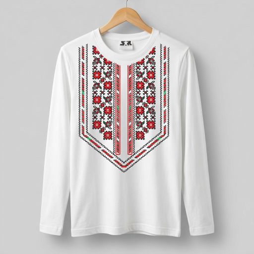 Блуза тънка с фолклорни български мотиви в бяло