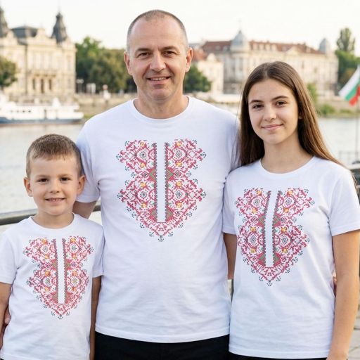 Тениска с фолклорни български мотиви в бяло 4