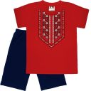 Комбинация 2 части (т/б) с фолклорни мотиви в червено