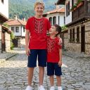 Комбинация 2 части (т/б) с фолклорни мотиви в червено