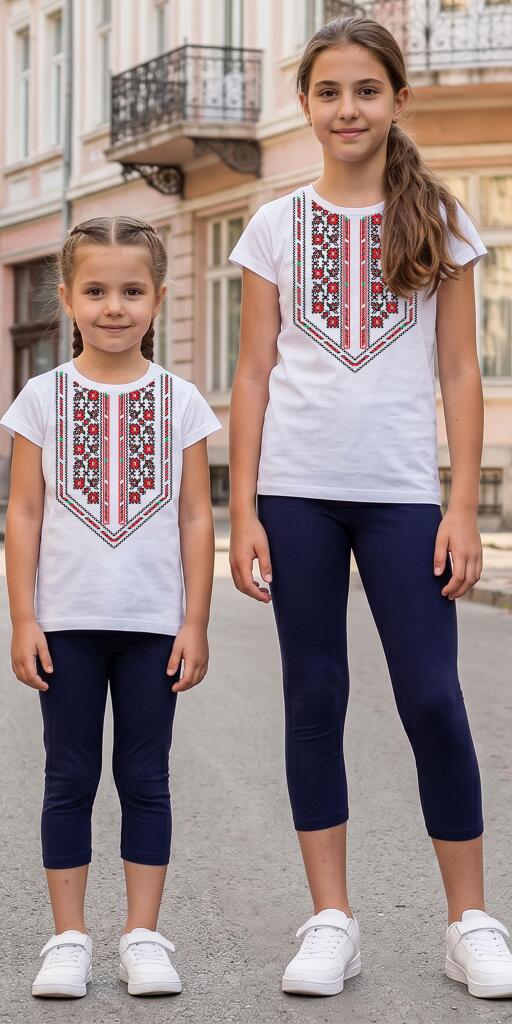 Комбинация 2 части (б/к) с фолклорни мотиви в бяло