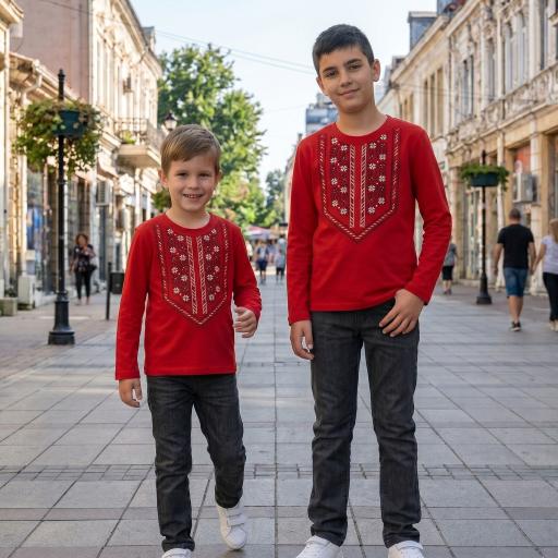 Комплект 2 части (п.б.) фолклорни мотиви в червено
