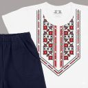 Комбинация 2 части (т/б) с фолклорни мотиви в бяло