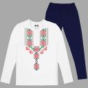 Комплект 2 части (б/к) с фолклорни мотиви в бяло 3