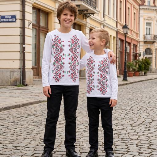 Комплект 2 части (п.б.) фолклорни мотиви в бяло 2
