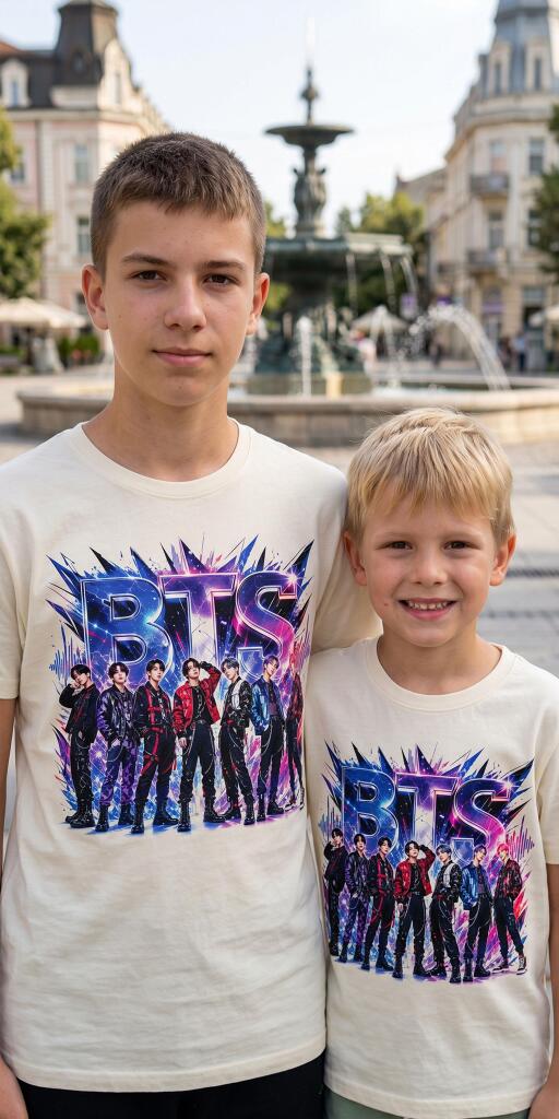 Тениска BTS в екрю